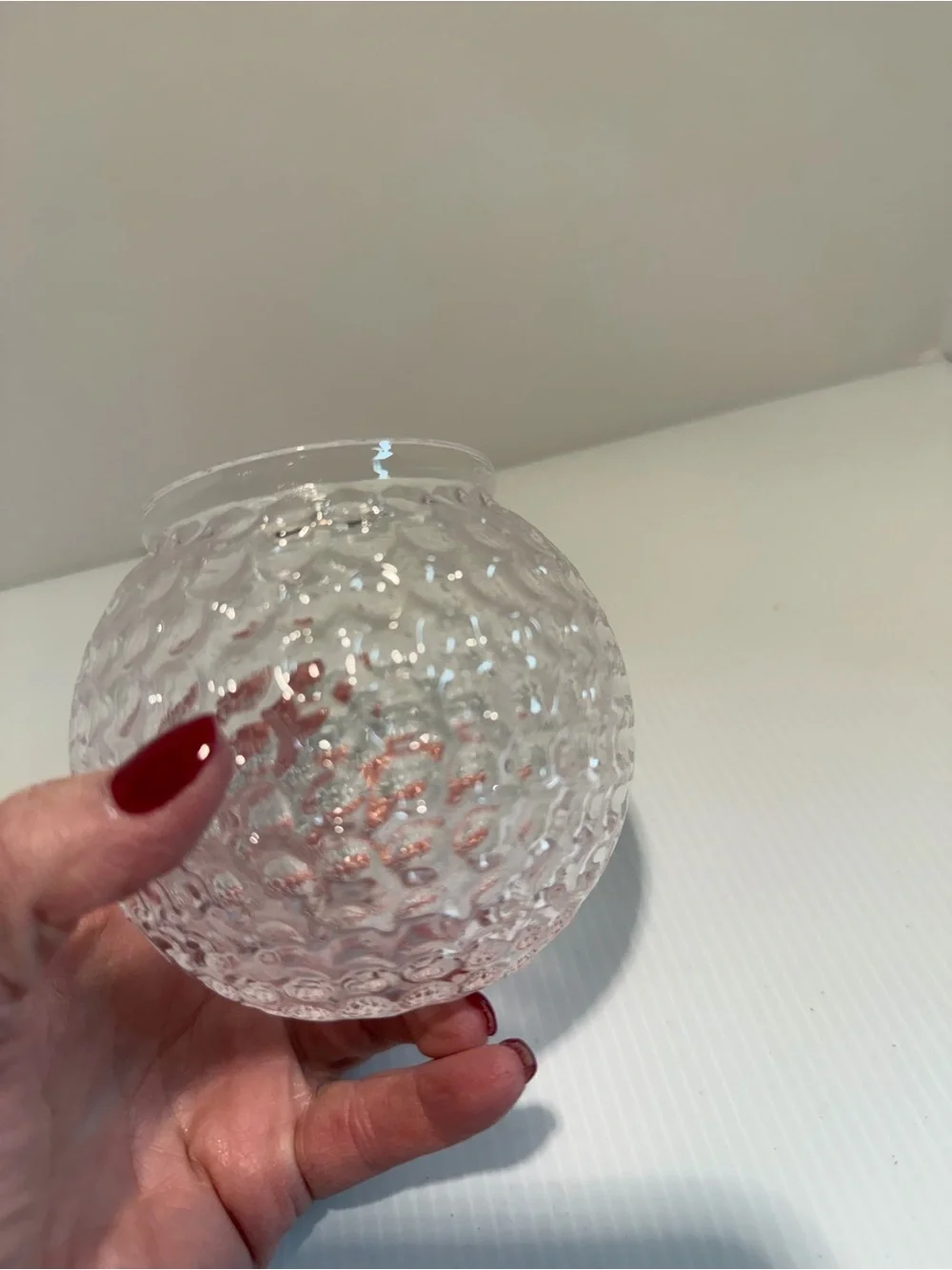 Vintage Clear Golf Ball Glass Votive Candle Holder / Fairy Lamp Shade